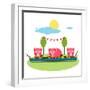 Pigs Eating Food at Farm. Funny Small Pigs Having Party Vector Illustration. Eps8 No Effects.-Popmarleo-Framed Art Print