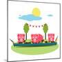 Pigs Eating Food at Farm. Funny Small Pigs Having Party Vector Illustration. Eps8 No Effects.-Popmarleo-Mounted Art Print