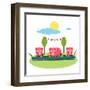 Pigs Eating Food at Farm. Funny Small Pigs Having Party Vector Illustration. Eps8 No Effects.-Popmarleo-Framed Art Print