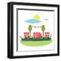 Pigs Eating Food at Farm. Funny Small Pigs Having Party Vector Illustration. Eps8 No Effects.-Popmarleo-Framed Art Print