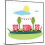 Pigs Eating Food at Farm. Funny Small Pigs Having Party Vector Illustration. Eps8 No Effects.-Popmarleo-Mounted Art Print