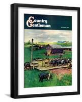 "Pigs Feeding," Country Gentleman Cover, September 1, 1946-Matt Clark-Framed Giclee Print