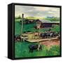 "Pigs Feeding,"September 1, 1946-Matt Clark-Framed Stretched Canvas