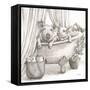 Pigs in a Tub Sepia-Leslie Trimbach-Framed Stretched Canvas