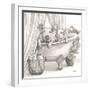 Pigs in a Tub Sepia-Leslie Trimbach-Framed Art Print