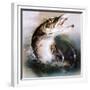 Pike Leaping-English School-Framed Giclee Print