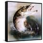 Pike Leaping-English School-Framed Stretched Canvas