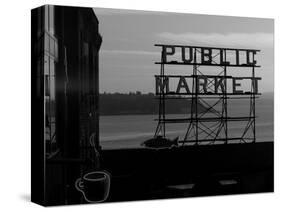 Pike Place Market and Puget Sound, Seattle, Washington State-Aaron McCoy-Stretched Canvas