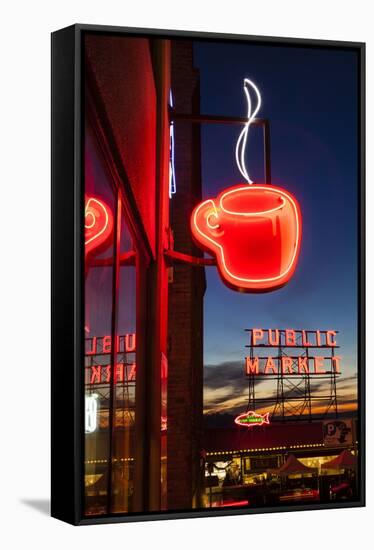 Pike Place Market at Christmastime. Seattle, Washington, USA-Michele Benoy Westmorland-Framed Stretched Canvas