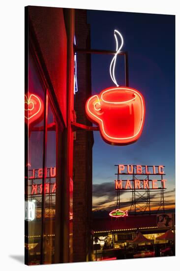 Pike Place Market at Christmastime. Seattle, Washington, USA-Michele Benoy Westmorland-Stretched Canvas