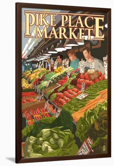 Pike Place Market Produce - Seattle, WA-Lantern Press-Framed Art Print