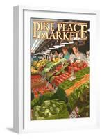 Pike Place Market Produce - Seattle, WA-Lantern Press-Framed Art Print