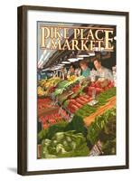 Pike Place Market Produce - Seattle, WA-Lantern Press-Framed Art Print