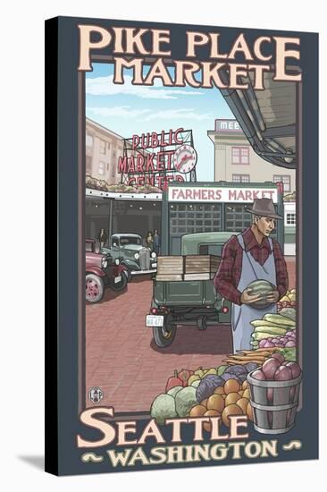 Pike Place Market, Seattle, Washington-Lantern Press-Stretched Canvas