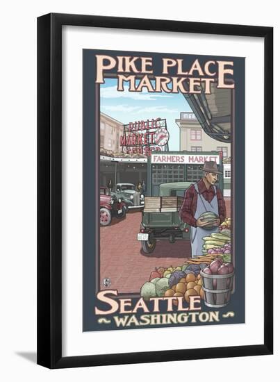 Pike Place Market, Seattle, Washington-Lantern Press-Framed Art Print