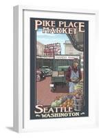 Pike Place Market, Seattle, Washington-Lantern Press-Framed Art Print