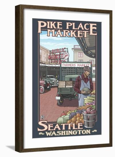 Pike Place Market, Seattle, Washington-Lantern Press-Framed Art Print