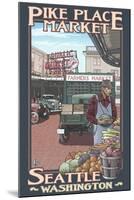 Pike Place Market, Seattle, Washington-Lantern Press-Mounted Art Print