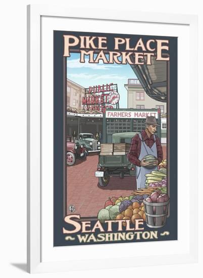 Pike Place Market, Seattle, Washington-Lantern Press-Framed Art Print
