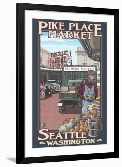 Pike Place Market, Seattle, Washington-Lantern Press-Framed Art Print