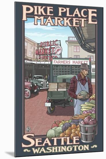 Pike Place Market, Seattle, Washington-Lantern Press-Mounted Art Print