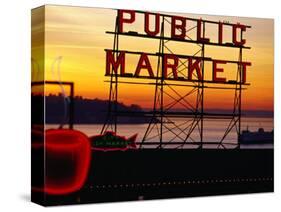 Pike Place Market Sign, Seattle, Washington, USA-Lawrence Worcester-Stretched Canvas