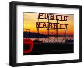 Pike Place Market Sign, Seattle, Washington, USA-Lawrence Worcester-Framed Photographic Print