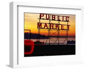 Pike Place Market Sign, Seattle, Washington, USA-Lawrence Worcester-Framed Photographic Print