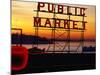 Pike Place Market Sign, Seattle, Washington, USA-Lawrence Worcester-Mounted Photographic Print