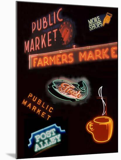 Pike Place Market Signs, Seattle, Washington, USA-Jamie & Judy Wild-Mounted Premium Photographic Print