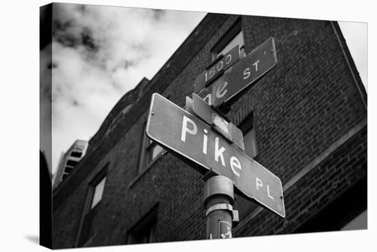 Pike Place Seattle B W-Steve Gadomski-Stretched Canvas