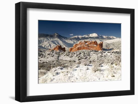 Pike's Peak and the Gardern of the Gods-bcoulter-Framed Photographic Print