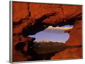 Pike's Peak Framed Through a Rock Window, Colorado, USA-Jerry Ginsberg-Framed Photographic Print