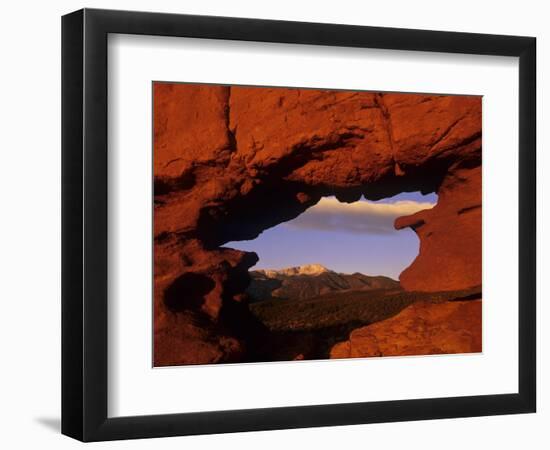 Pike's Peak Framed Through a Rock Window, Colorado, USA-Jerry Ginsberg-Framed Photographic Print