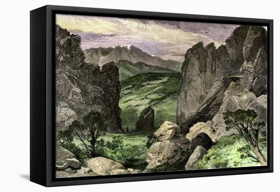 Pike's Peak, Viewed from the Garden of the Gods, Colorado-null-Framed Stretched Canvas