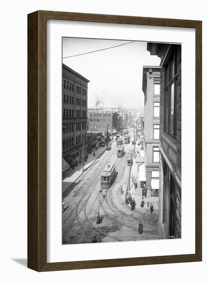 Pike Street from Second Avenue, Seattle, 1908-Ashael Curtis-Framed Giclee Print