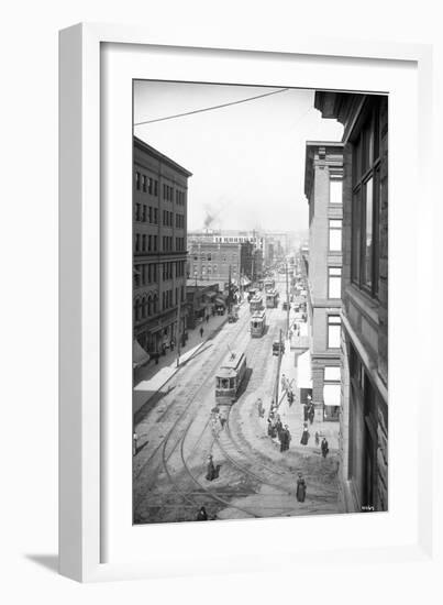 Pike Street from Second Avenue, Seattle, 1908-Ashael Curtis-Framed Giclee Print