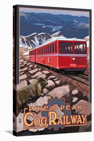 Pikes Peak Cog Railway - Swiss Locomotive, c.2008-Lantern Press-Stretched Canvas