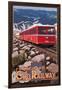 Pikes Peak Cog Railway - Swiss Locomotive, c.2008-Lantern Press-Framed Art Print