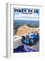 Pikes Peak, Colorado - Auto Road Scene-Lantern Press-Framed Art Print