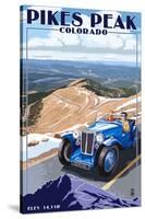 Pikes Peak, Colorado - Auto Road Scene-Lantern Press-Stretched Canvas