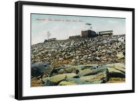 Pikes Peak, Colorado - Panoramic View of Cog Rail Train Ascending-Lantern Press-Framed Art Print