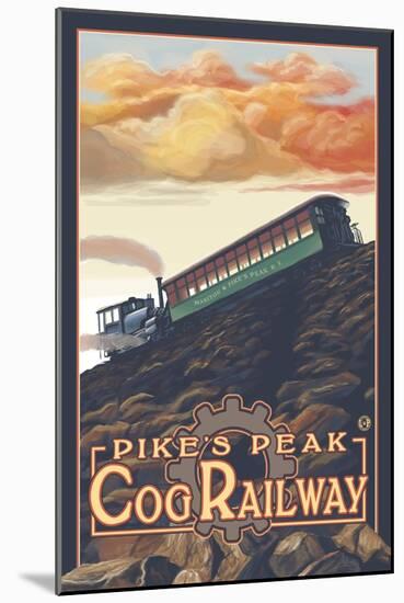 Pikes Peak, Colorado, Pikes Peak Cog Railroad-Lantern Press-Mounted Art Print