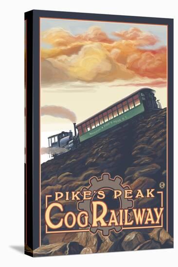 Pikes Peak, Colorado, Pikes Peak Cog Railroad-Lantern Press-Stretched Canvas