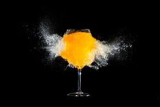 Glass with Orange Juice Explosions at the Black Background-Pikoso kz-Stretched Canvas