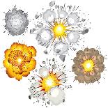 Explosions-Set of Various Illustrations-PILart-Mounted Art Print