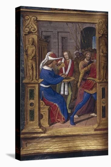 Pilate Washes His Hands (From Lettres Bâtarde), Ca 1490-1510-Jean Poyet-Stretched Canvas