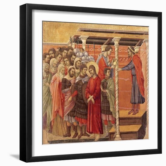 Pilate Washing His Hands, Detail from Episodes from Christ's Passion and Resurrection-Duccio Di buoninsegna-Framed Giclee Print