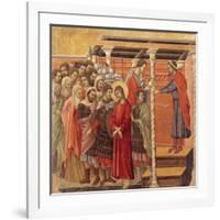 Pilate Washing His Hands, Detail from Episodes from Christ's Passion and Resurrection-Duccio Di buoninsegna-Framed Giclee Print