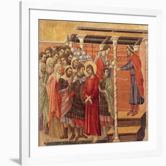 Pilate Washing His Hands, Detail from Episodes from Christ's Passion and Resurrection-Duccio Di buoninsegna-Framed Giclee Print